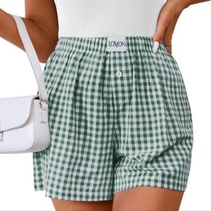 Green Checkered Women's Shorts